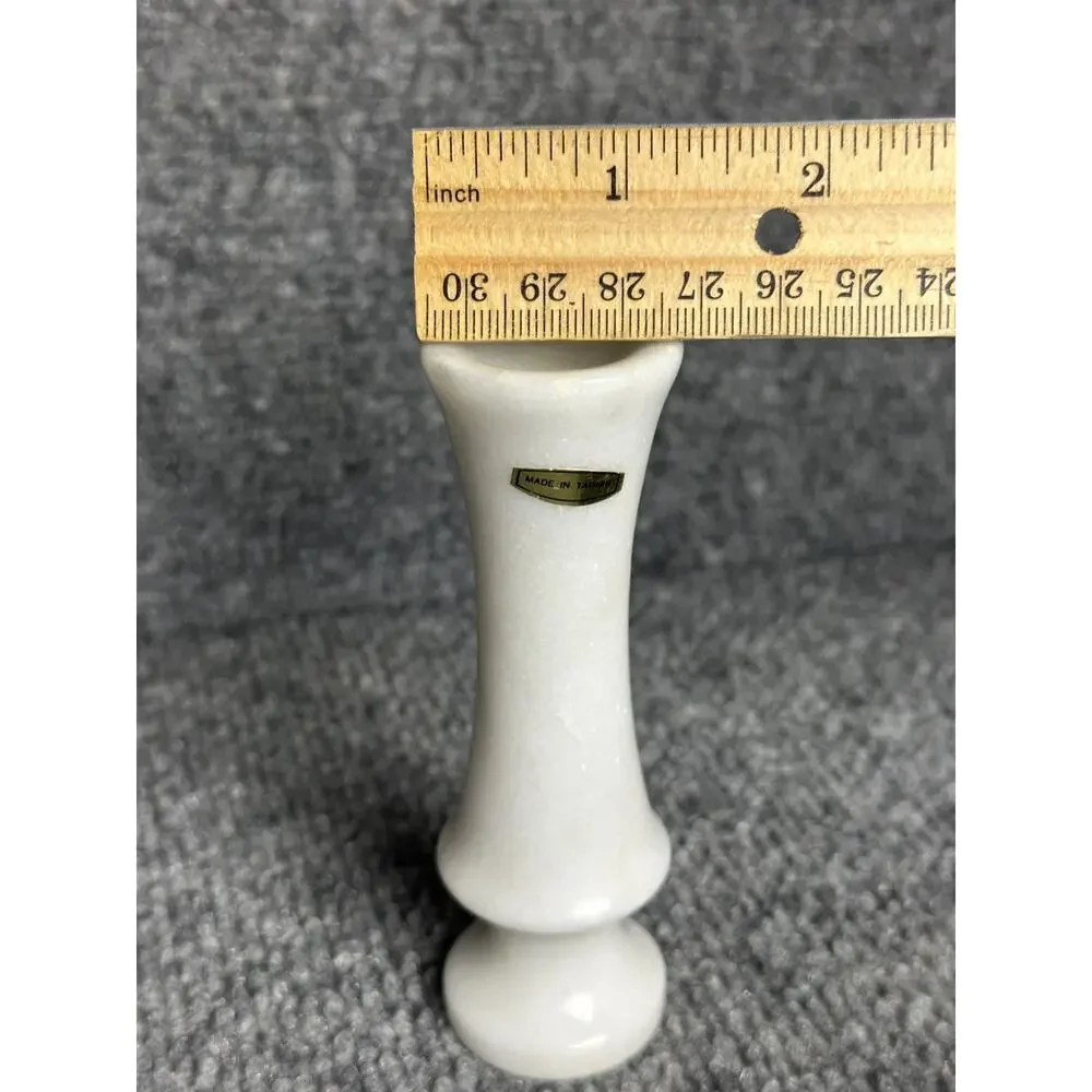 Vintage white marble bud vase 4.5” minimalist classic midcentury farmhouse
